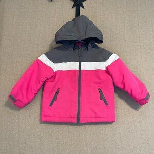 WonderKids Coat Girl's 2T Pink, Gray, White Hooded Pockets
